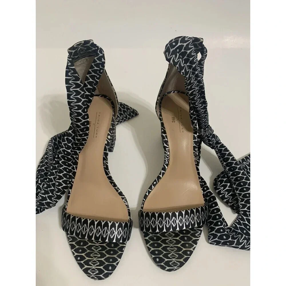 Trina‎ Turk x INC Kanata Ankle Wrap Embroidered Heel Sandals Sz 7
